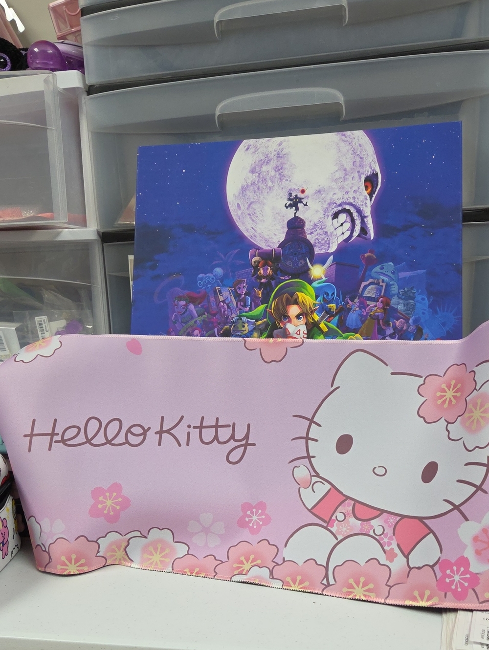 Hello Kitty Pink Floral Extra Large Computer Pad Mouse with Script Logo